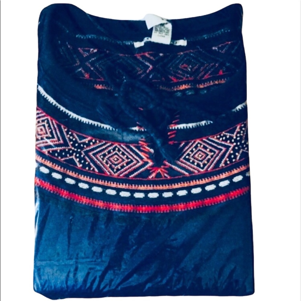 Like New Lucky Brand: Medium Navy Blue Beaded Round Neck Sweater - Picture 2 of 3
